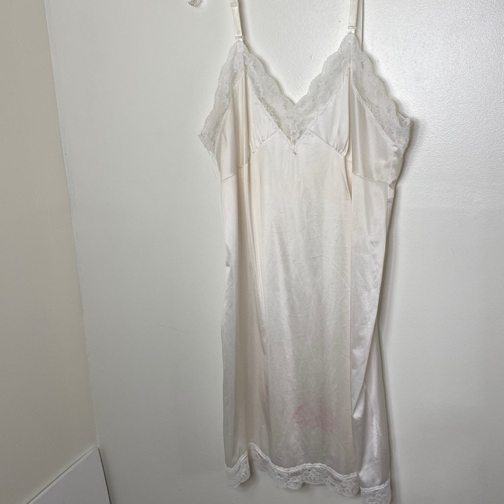 Vintage White Slip Dress with Lace size 14B
